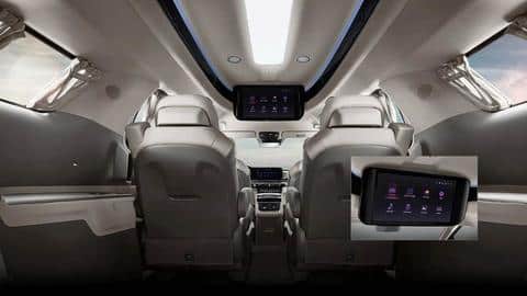 The vehicle offers aircraft-style seats and a foot massager