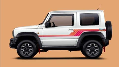 The SUV flaunts red-colored mudflaps and a tailgate-mounted spare wheel