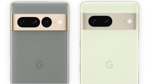 The handsets will have a full-width, contrast-colored rear camera visor