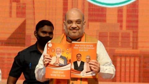 Amit Shah releases BJP's manifesto for West Bengal election Amit Shah releases BJP's manifesto for West Bengal election