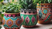 How to paint terracotta pots with geometric designs 