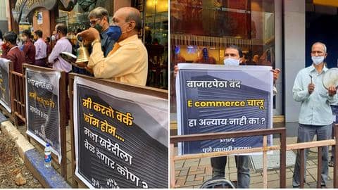 Pune traders protest against COVID-19 curbs, say will violate rules Pune traders protest against COVID-19 curbs, say will violate rules