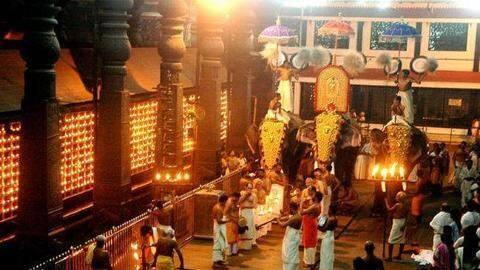 The elephant was brought in from a temple The elephant was brought in from a temple