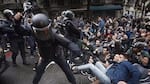 Police and paramilitary forces withdraw after clashes turn violent
