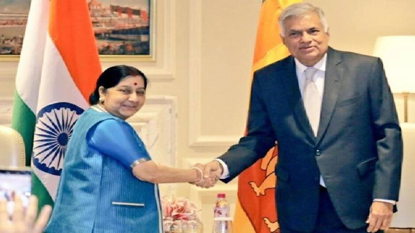 Swaraj meets Sri Lankan PM, reviews progress of development projects