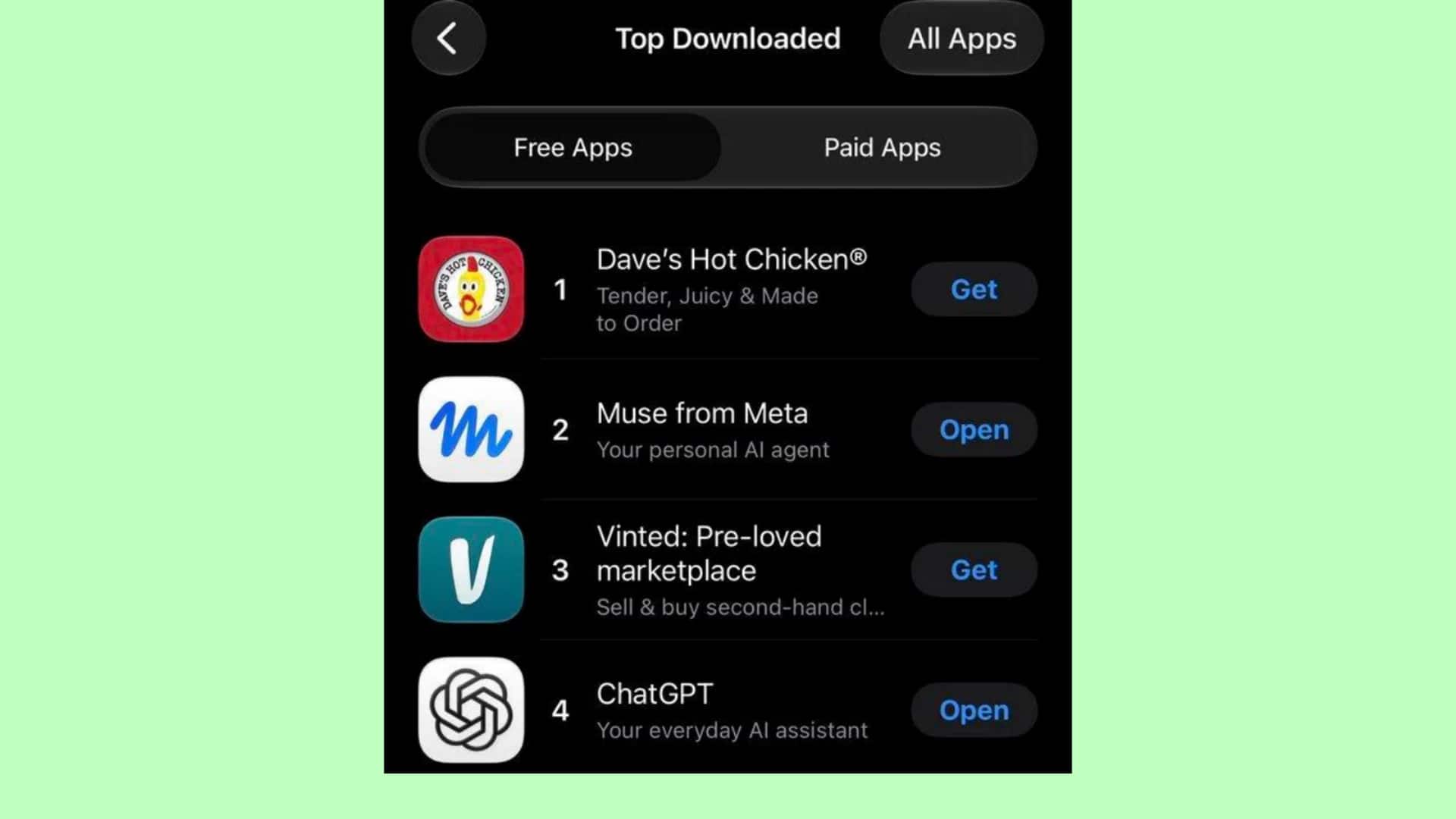 Meta's Muse lost App Store crown to a chicken sandwich 