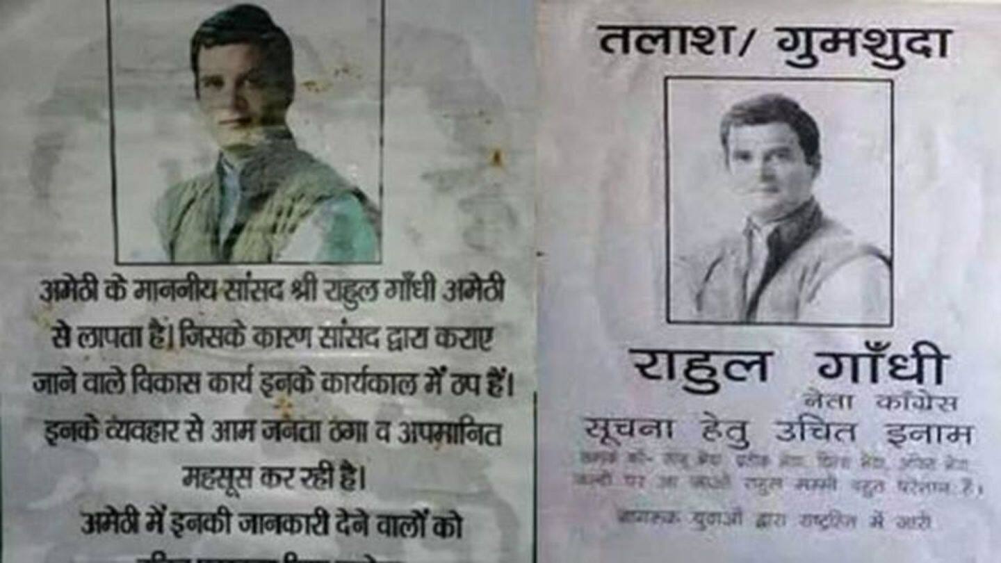 Posters in Amethi say 'Rahul Gandhi Missing'