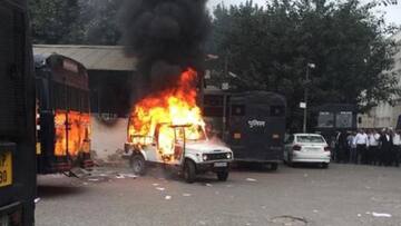 Delhi: Cops, lawyers fight outside court, police's car set afire