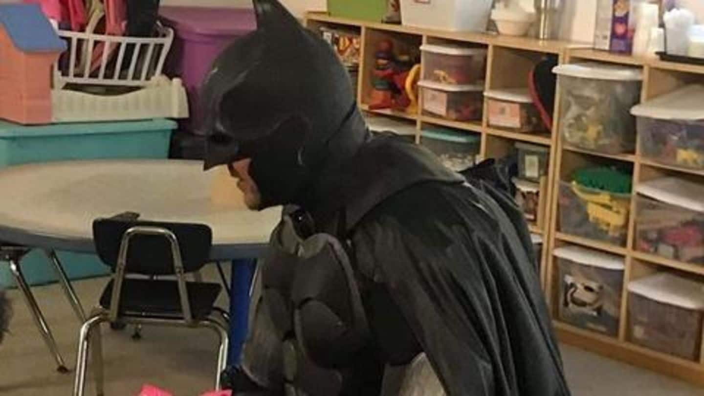 'Batman' decided to escort Lydia to school to boost confidence 'Batman' decided to escort Lydia to school to boost confidence
