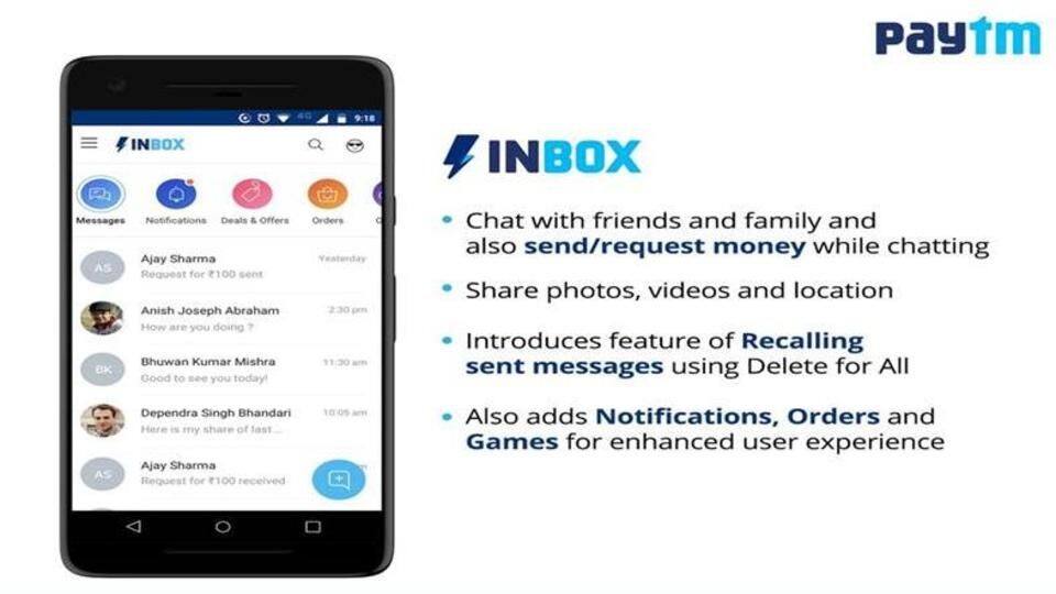 Paytm Inbox, similar to WhatsApp in many ways Paytm Inbox, similar to WhatsApp in many ways