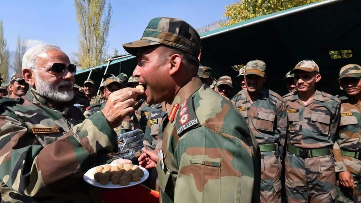 Modi celebrates Diwali with forces along LoC in J&K