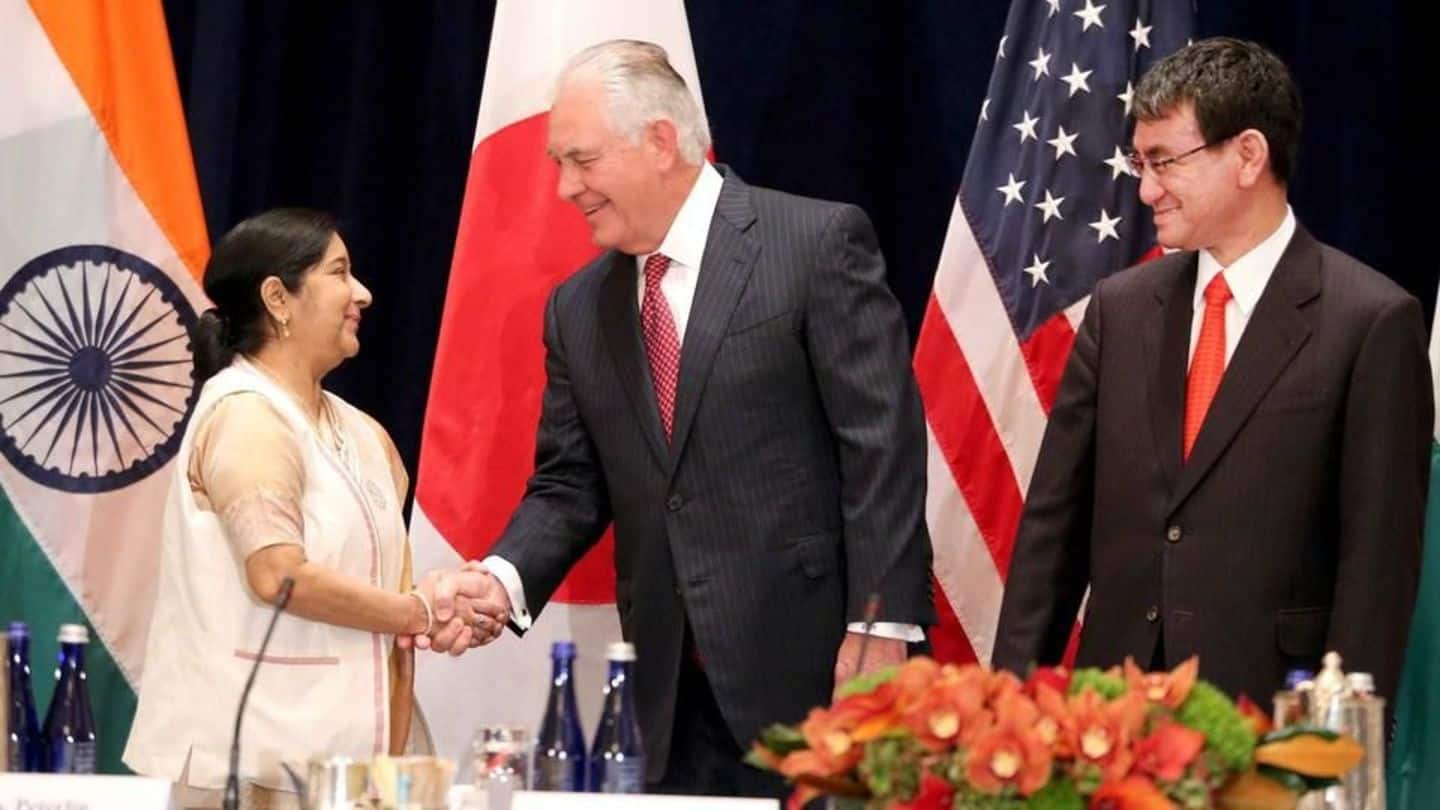 Swaraj condemns North Korea in India-Japan-US trilateral meet