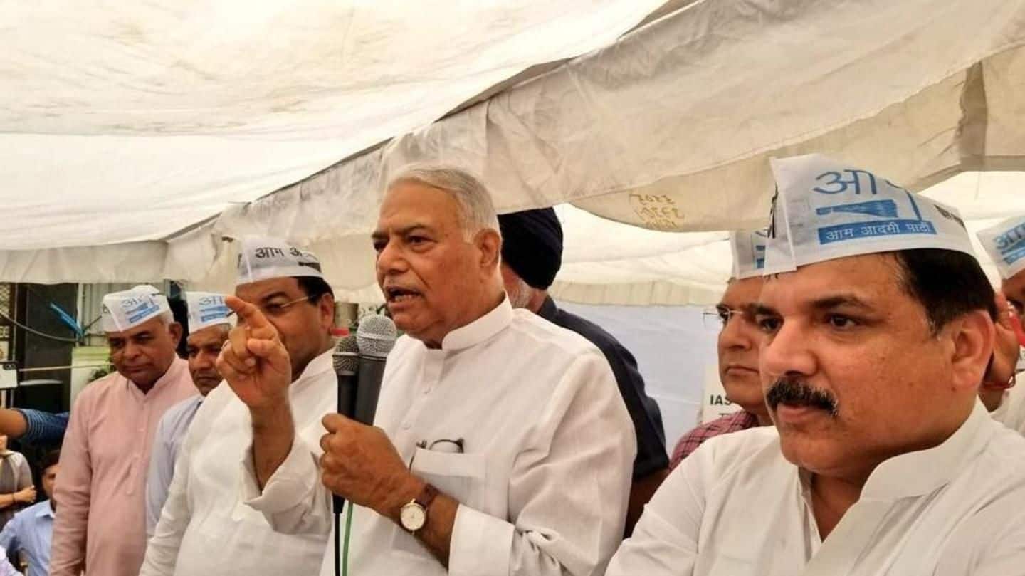 Delhi-drama: BJP launches counter-protest as former-veteran Yashwant Sinha joins AAP-battle