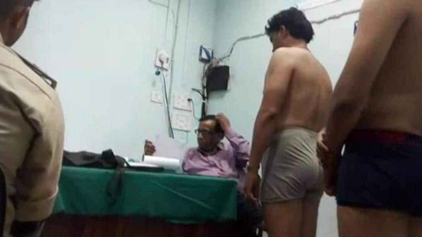 In MP, male-doctor examines women-constables beside male-recruits in underwear
