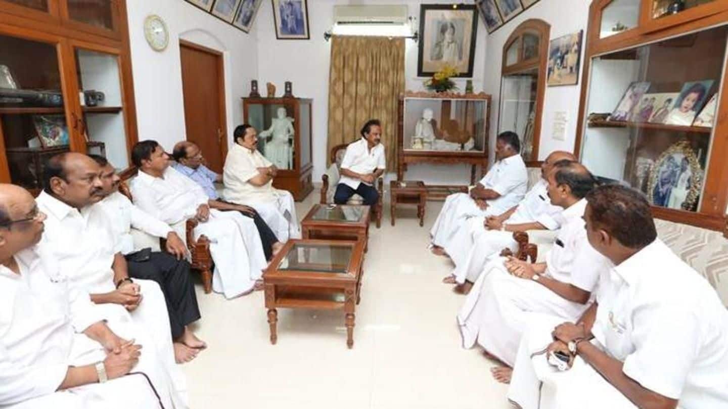 Top Tamil Nadu politicians visit ill DMK chief Karunanidhi