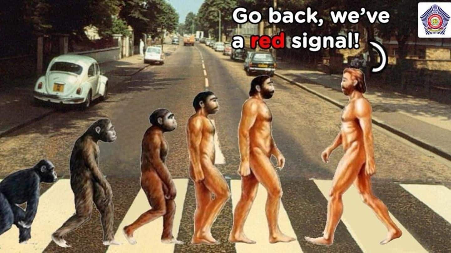 Mumbai Police teaches road safety with human evolution meme!