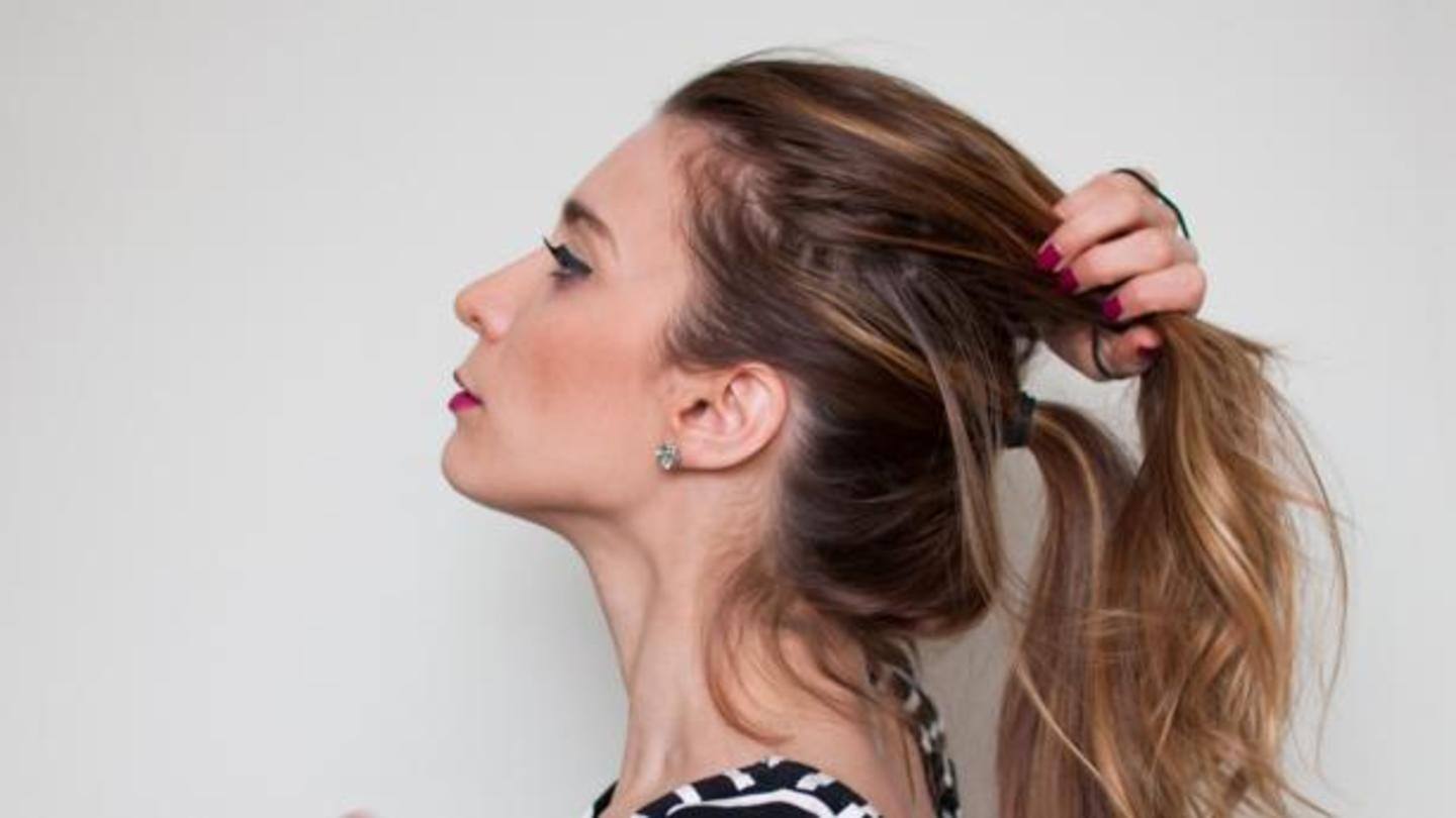 A double ponytail can make hair look thicker A double ponytail can make hair look thicker