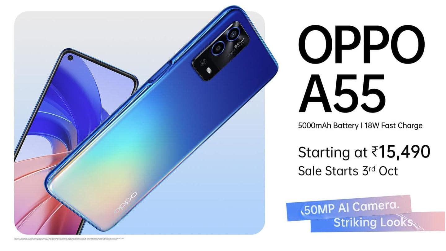 OPPO A55, with a 50MP triple rear camera setup, launched