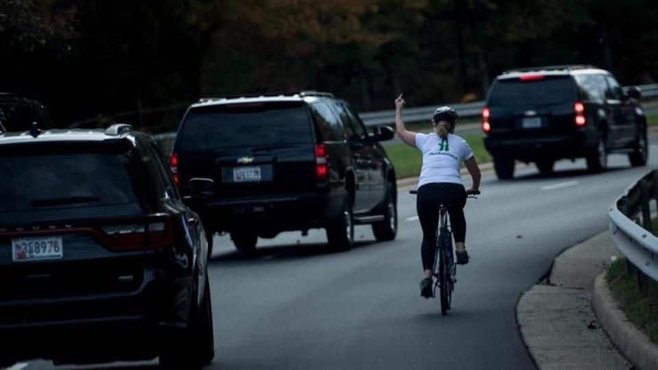 Employers fire cyclist who showed middle-finger to Trump's motorcade