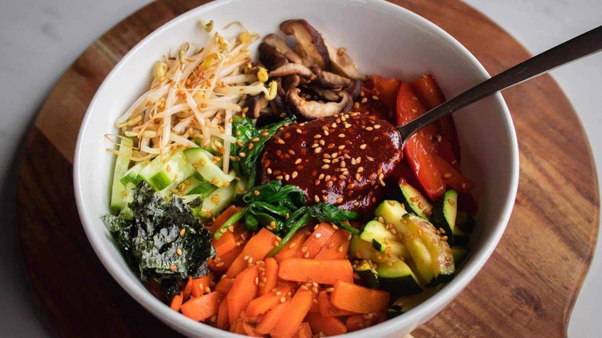 Make this scrumptious vegetarian Korean bibimbap at home