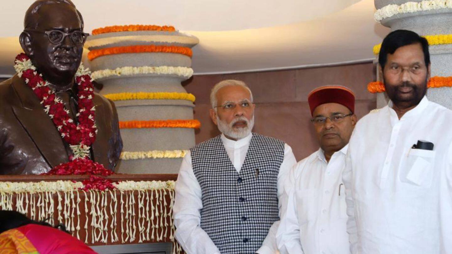 PM Modi launches Ambedkar memorial, slams Congress