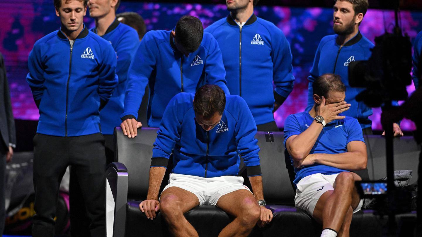 Rafael Nadal breaks down in tears during Roger Federer farewell