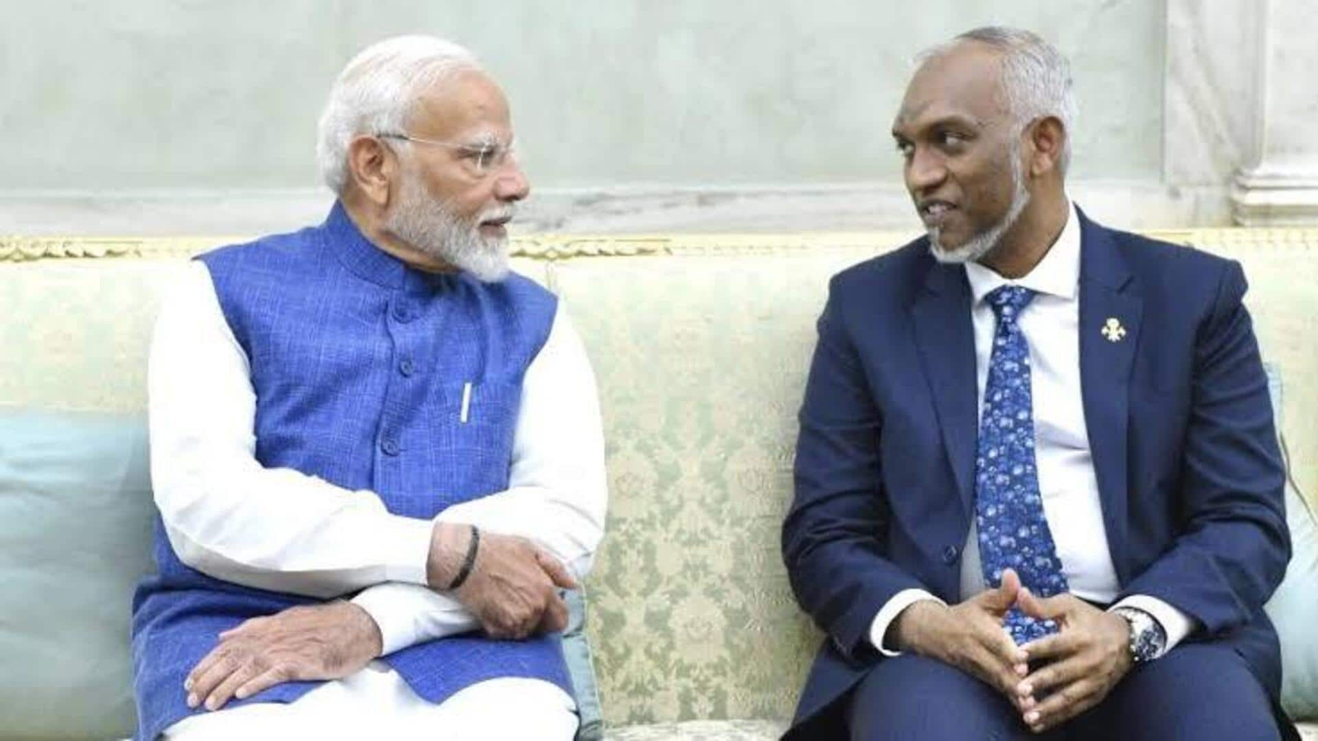 Modi lands in Maldives, shares hug with President Muizzu Modi lands in Maldives, shares hug with President Muizzu
