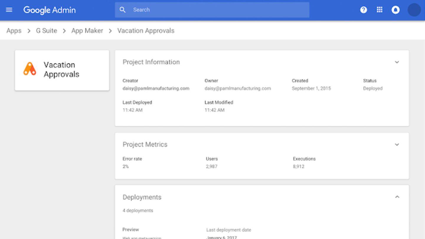 App Maker focuses mostly on Google's own services App Maker focuses mostly on Google's own services