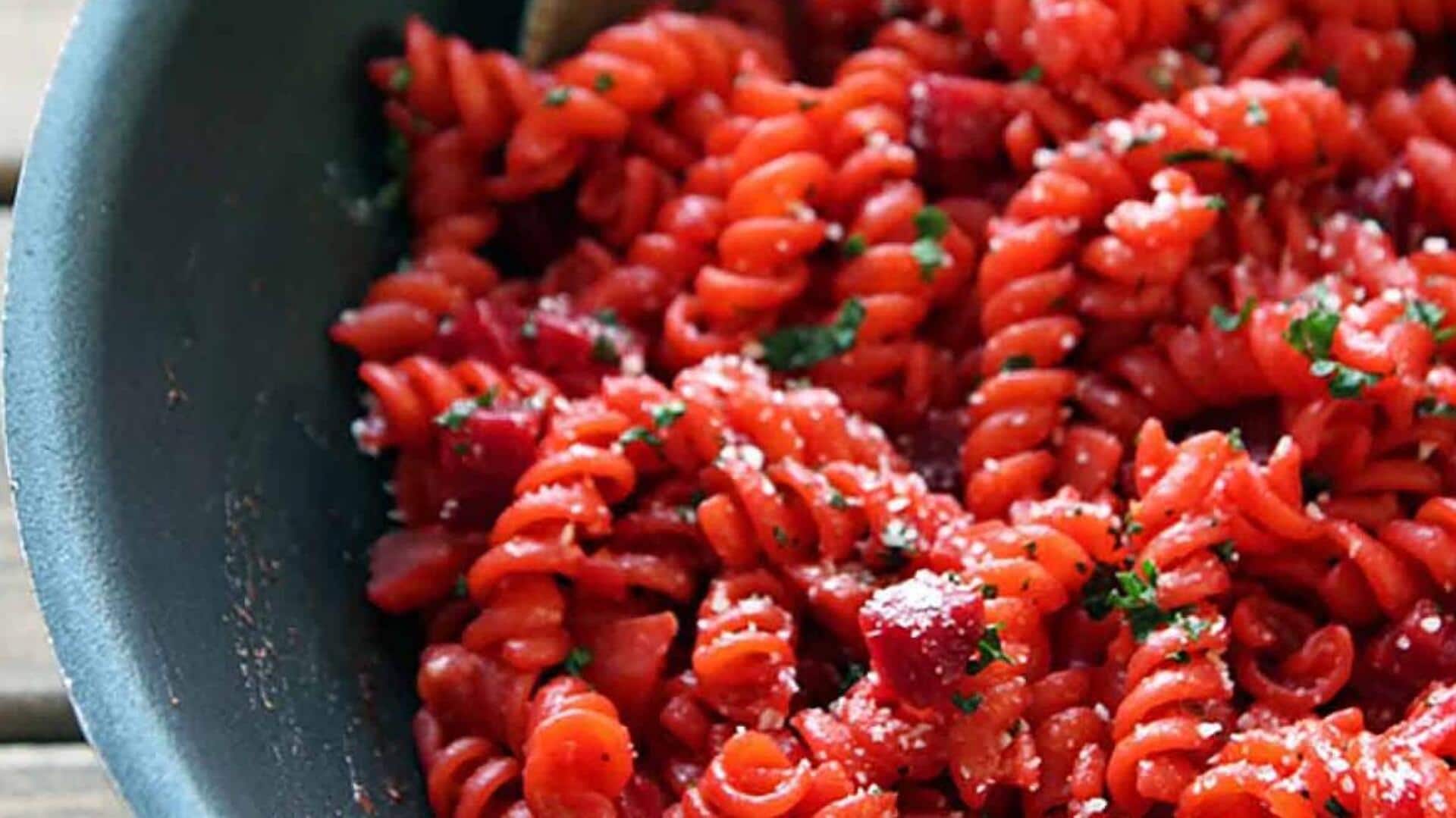 Cook and savor this tempting spiraled beetroot pasta