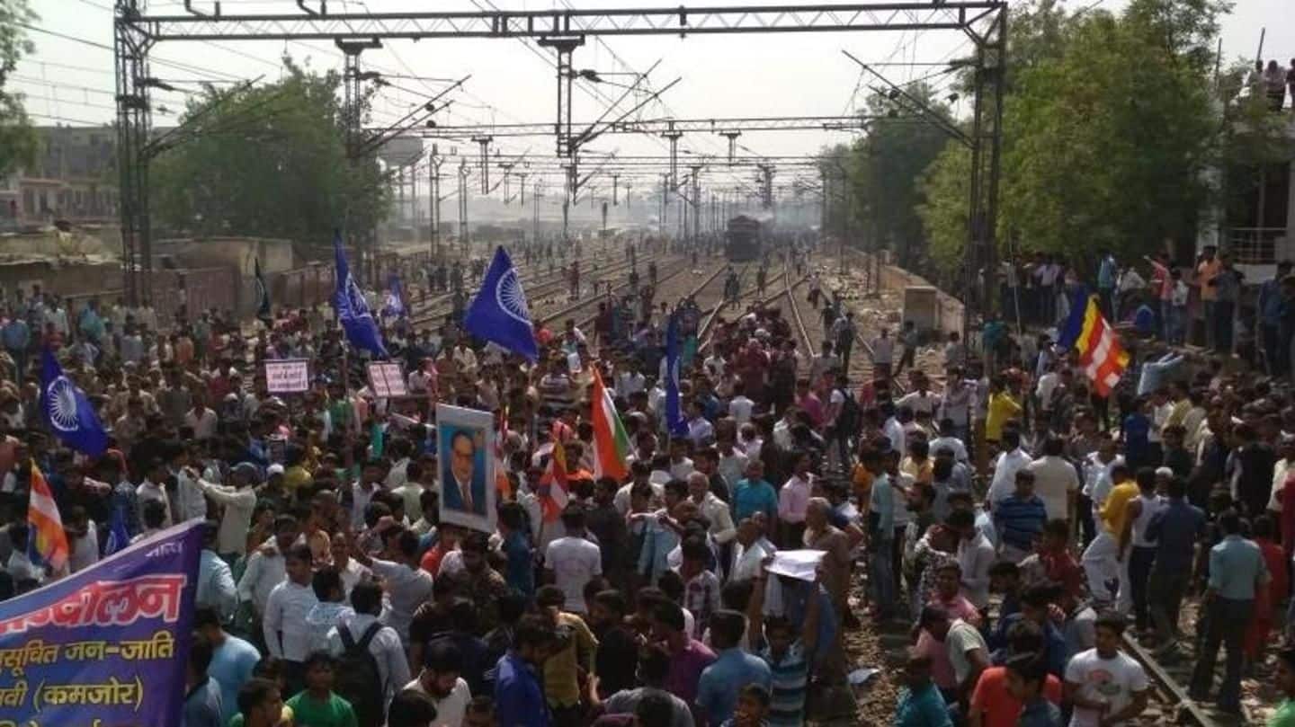 SC/ST dilution: Delhi's train services disrupted, protesters squat on tracks