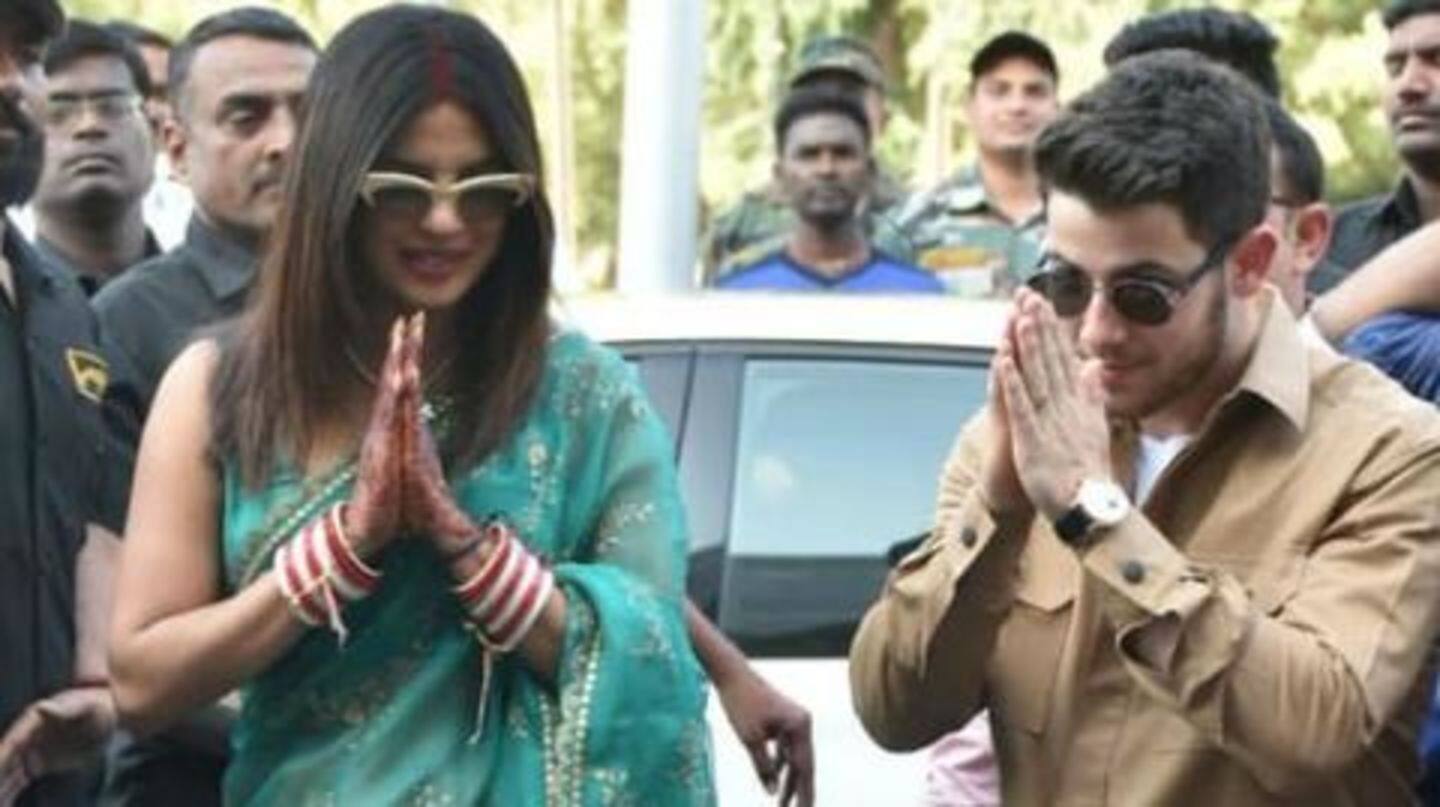 Namaste from the newly-weds: Priyanka, Nick seen at Jodhpur Airport