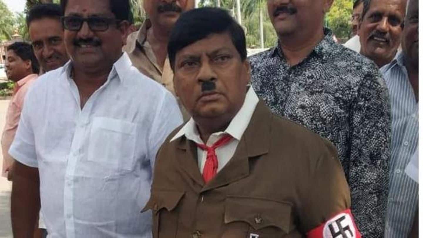Now, TDP MP dresses as Adolf Hitler and reaches Parliament