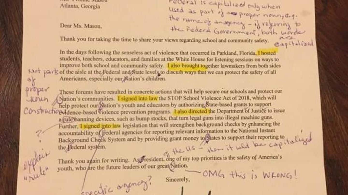 English-teacher corrects grammatical errors in Trump's letter, sends it back