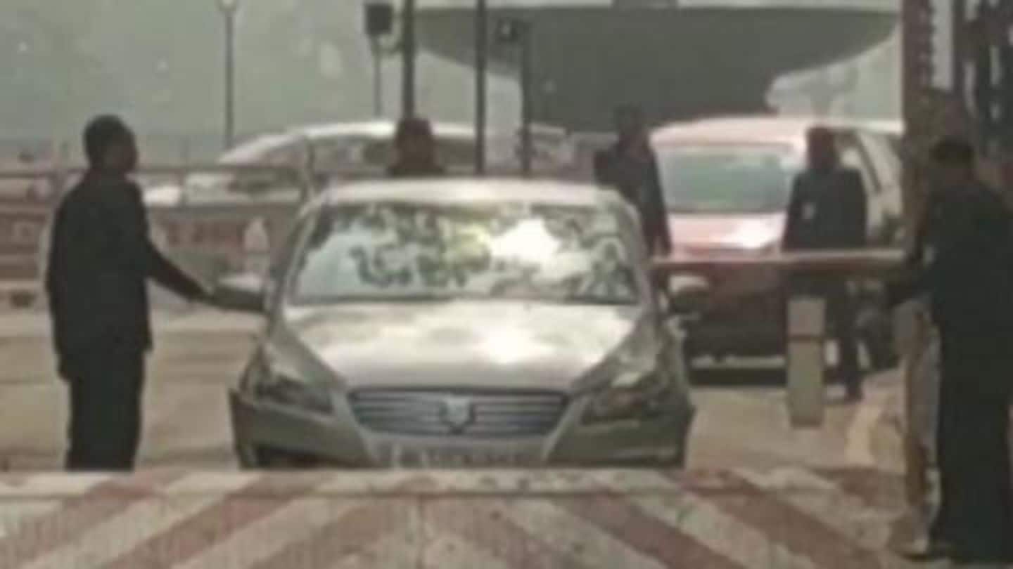 Congress-MP's car rams barricade at Parliament, Delhi put on alert