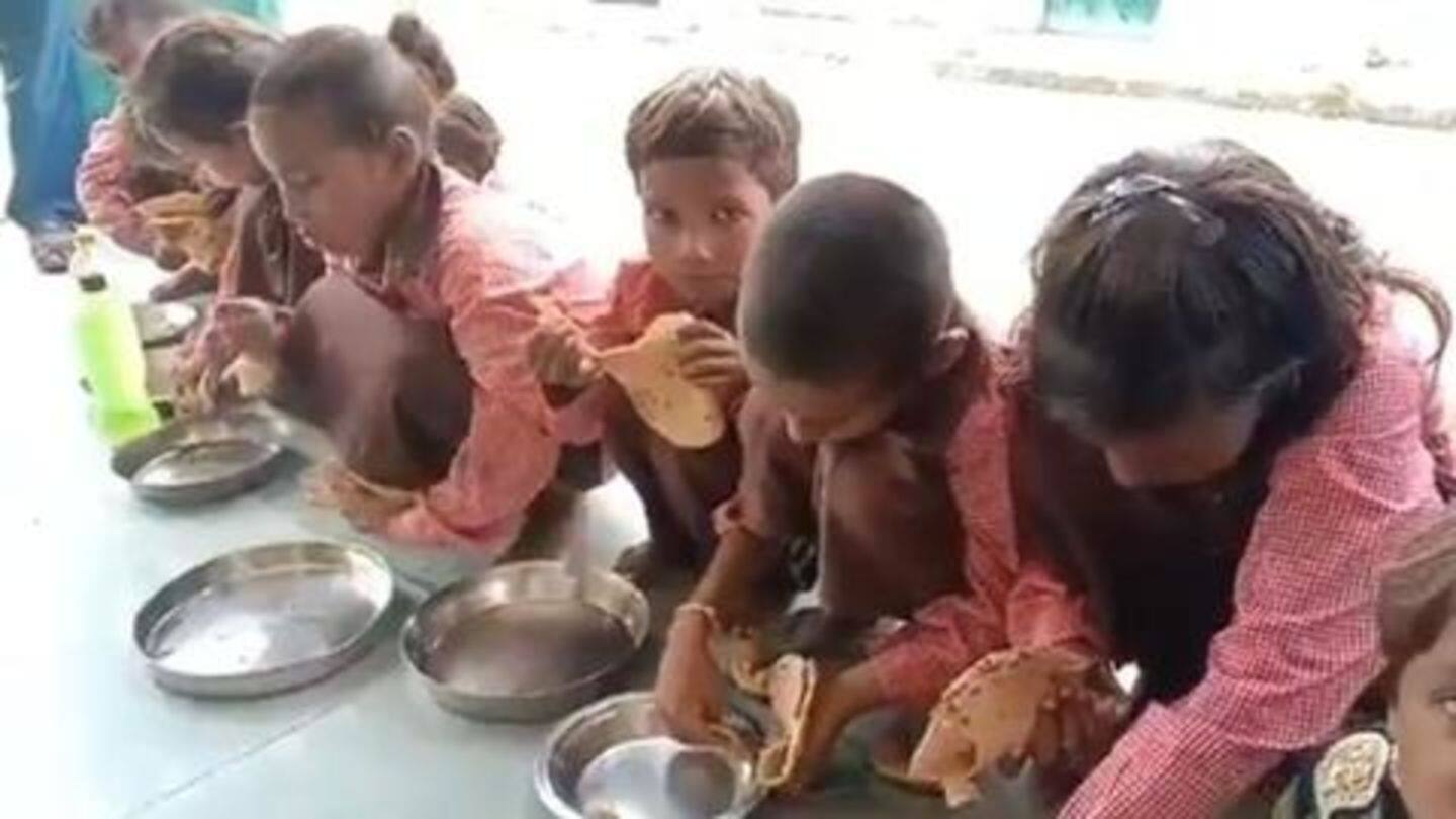 Students sat in school's corridor, were given roti and salt Students sat in school's corridor, were given roti and salt