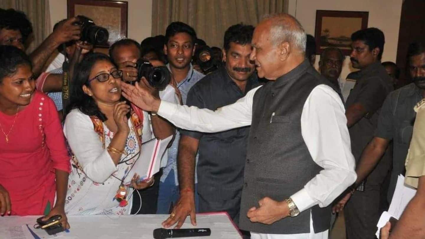 Instead of answering questions, Tamil Nadu Governor pats journalist's cheek