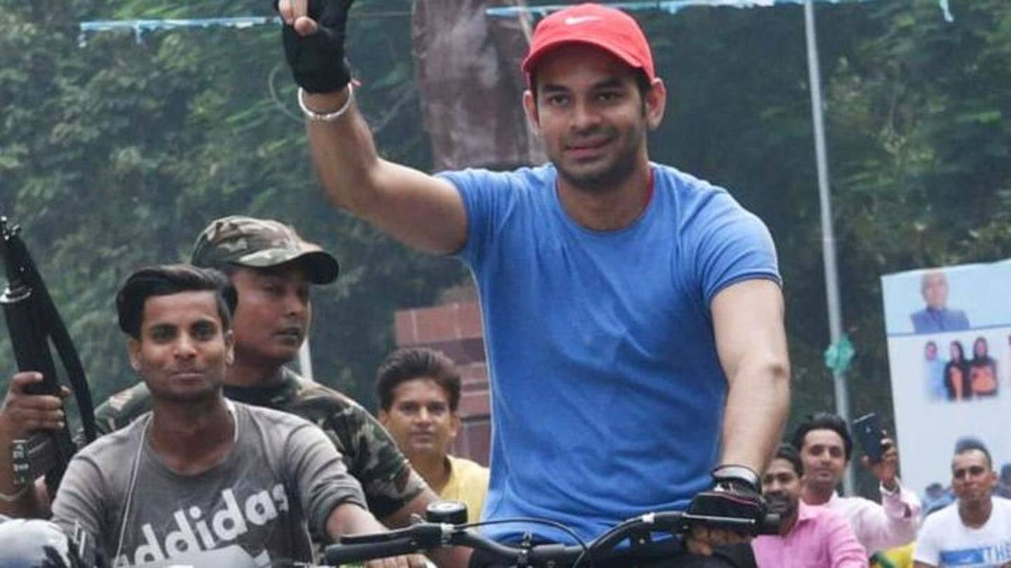 Bihar: Tej Pratap's fall from bicycle in rally goes viral