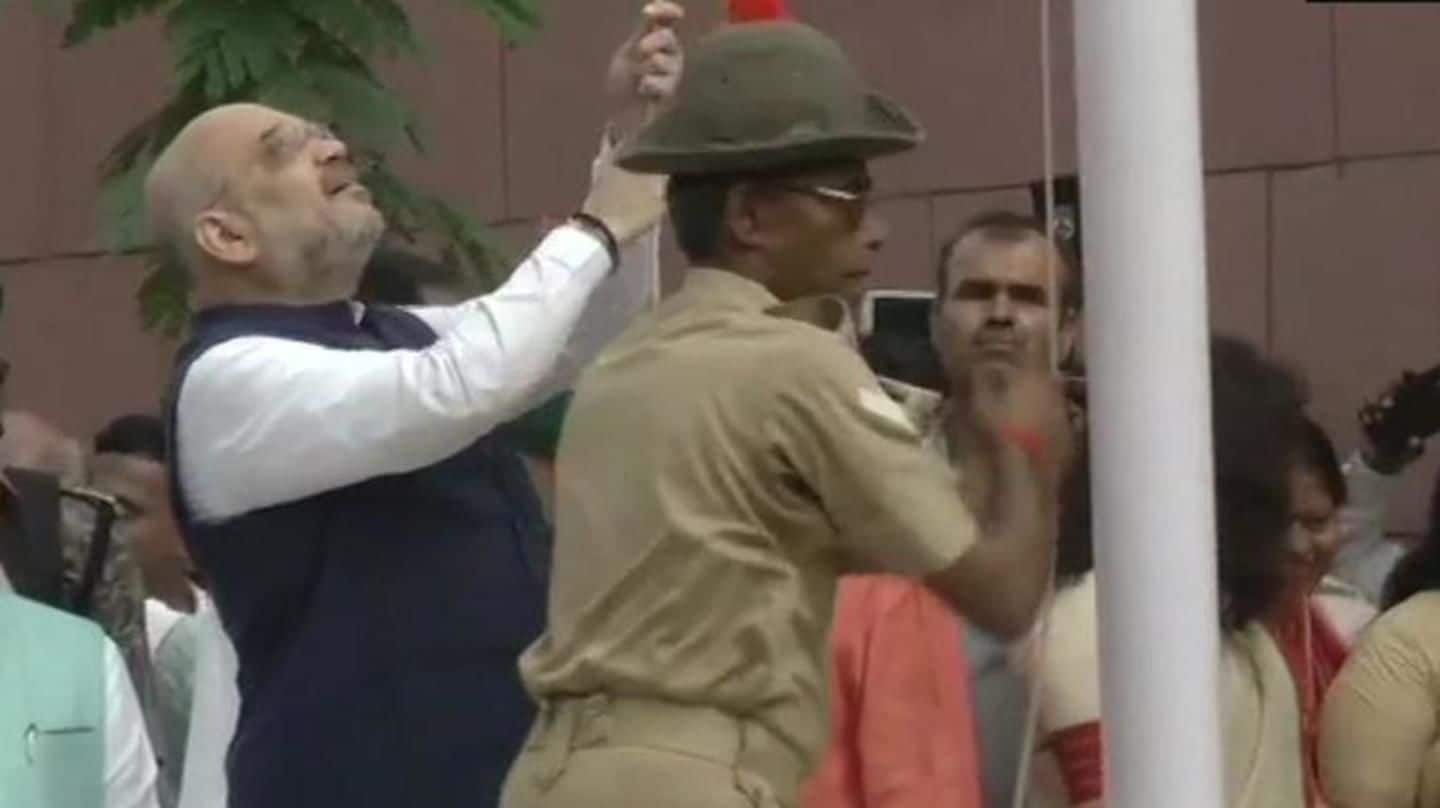 Independence Day: Amit Shah's gaffe during flag-hoisting mocked by Congress