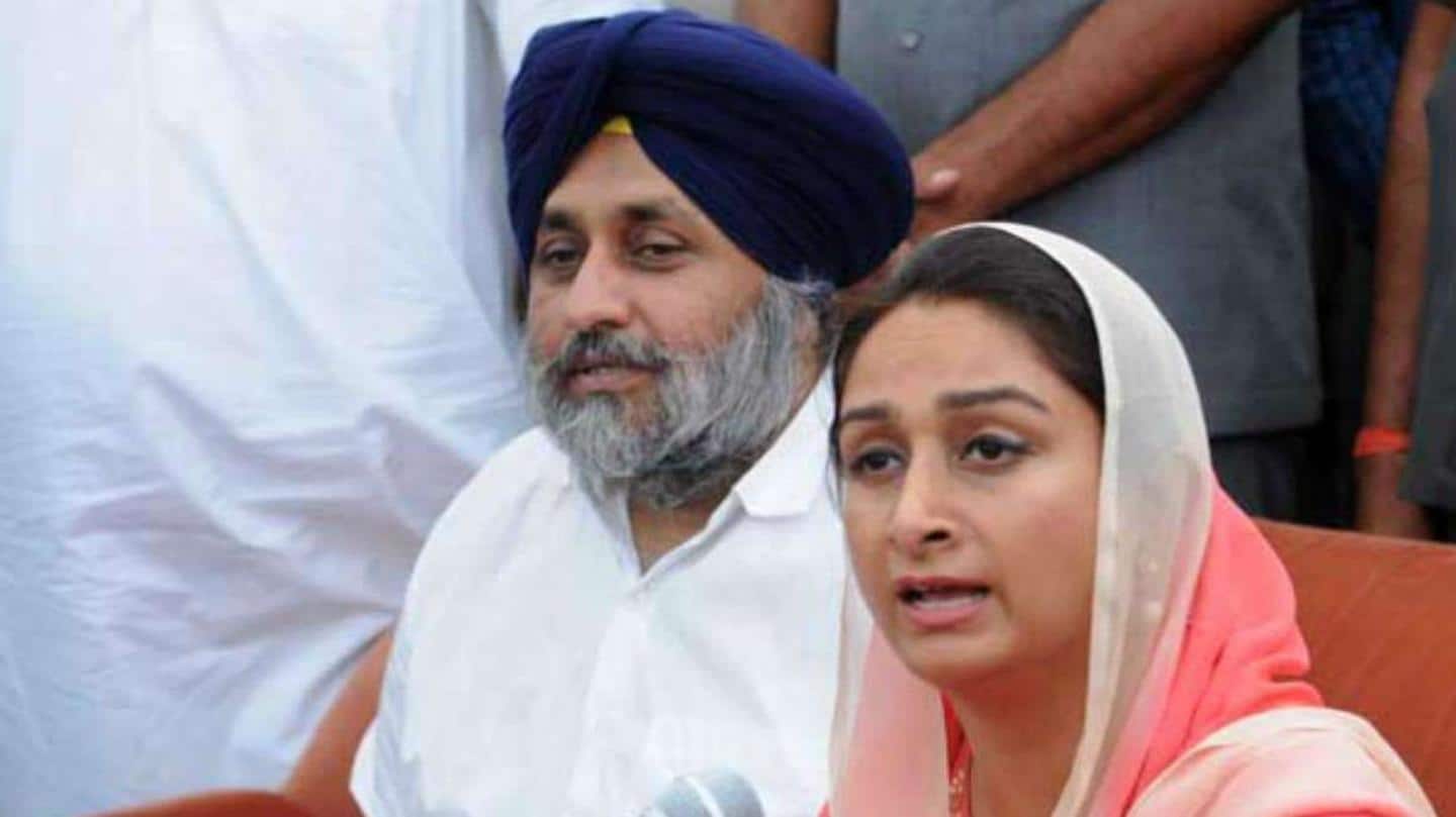 Last week, Harsimrat resigned, said BJP didn't address concerns Last week, Harsimrat resigned, said BJP didn't address concerns