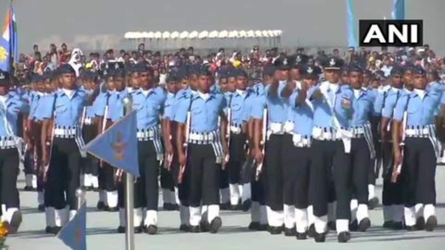 Sky-divers started the celebrations, high-tech jets were displayed Sky-divers started the celebrations, high-tech jets were displayed