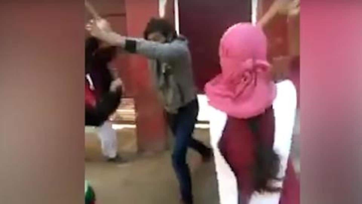 #CaughtOnCam: Girls in UP-school thrash eve-teaser with sticks inside campus