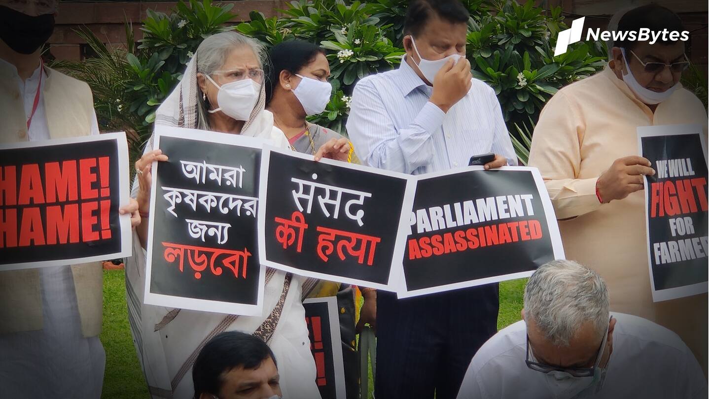 MPs were suspended, 'dharna' was staged, Bills passed RS test MPs were suspended, 'dharna' was staged, Bills passed RS test