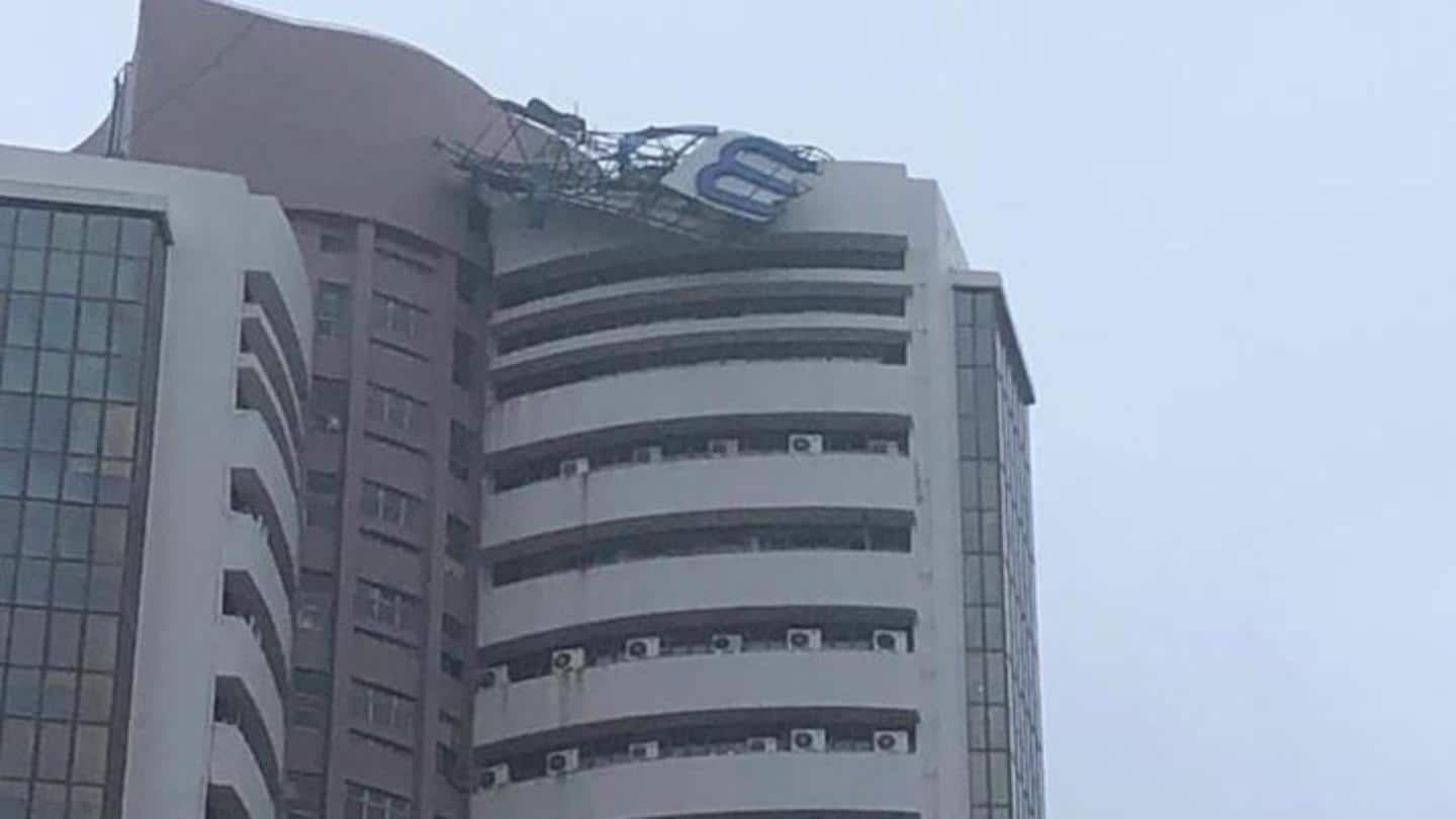 100 trees uprooted, iconic signage of BSE building toppled 100 trees uprooted, iconic signage of BSE building toppled