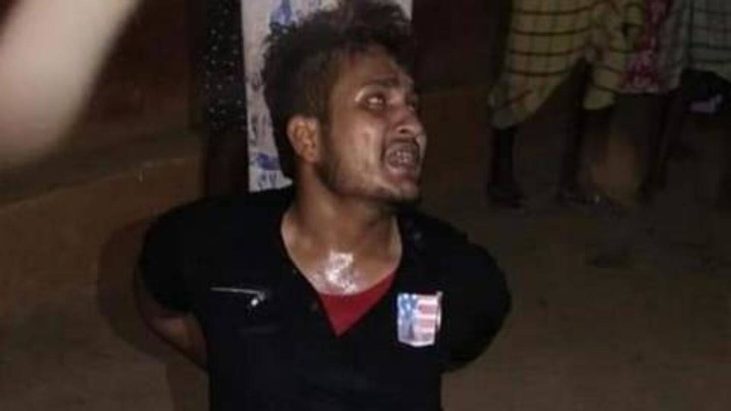 Background: Accusing him of theft, mob beat Ansari Background: Accusing him of theft, mob beat Ansari