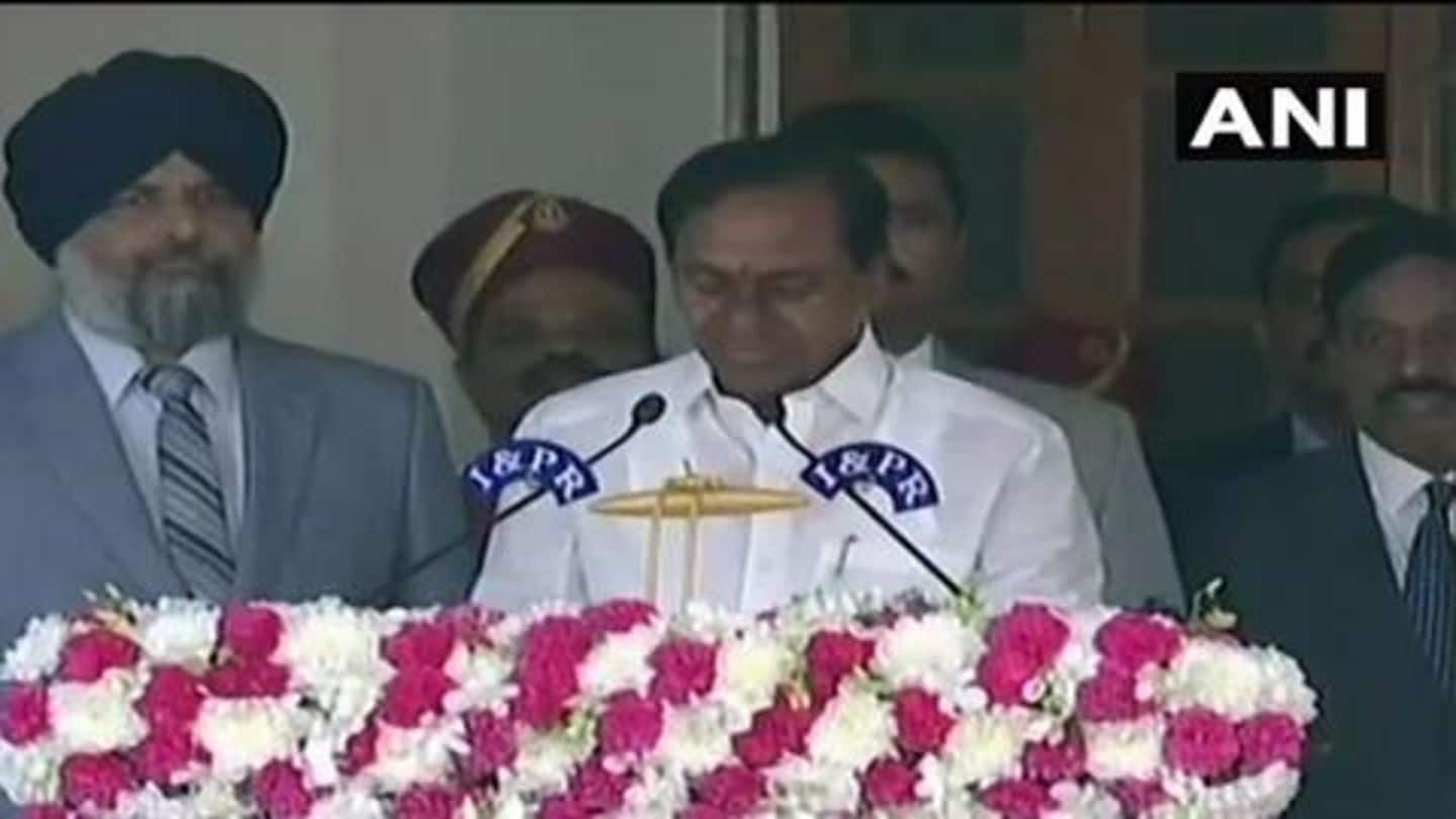 Telangana: KCR takes oath at exact time pandits suggested