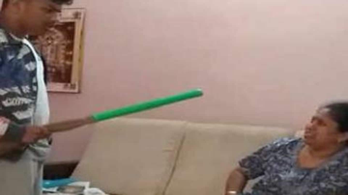 #ViralVideo: 17-year-old boy beats mother with broom for discussing marks