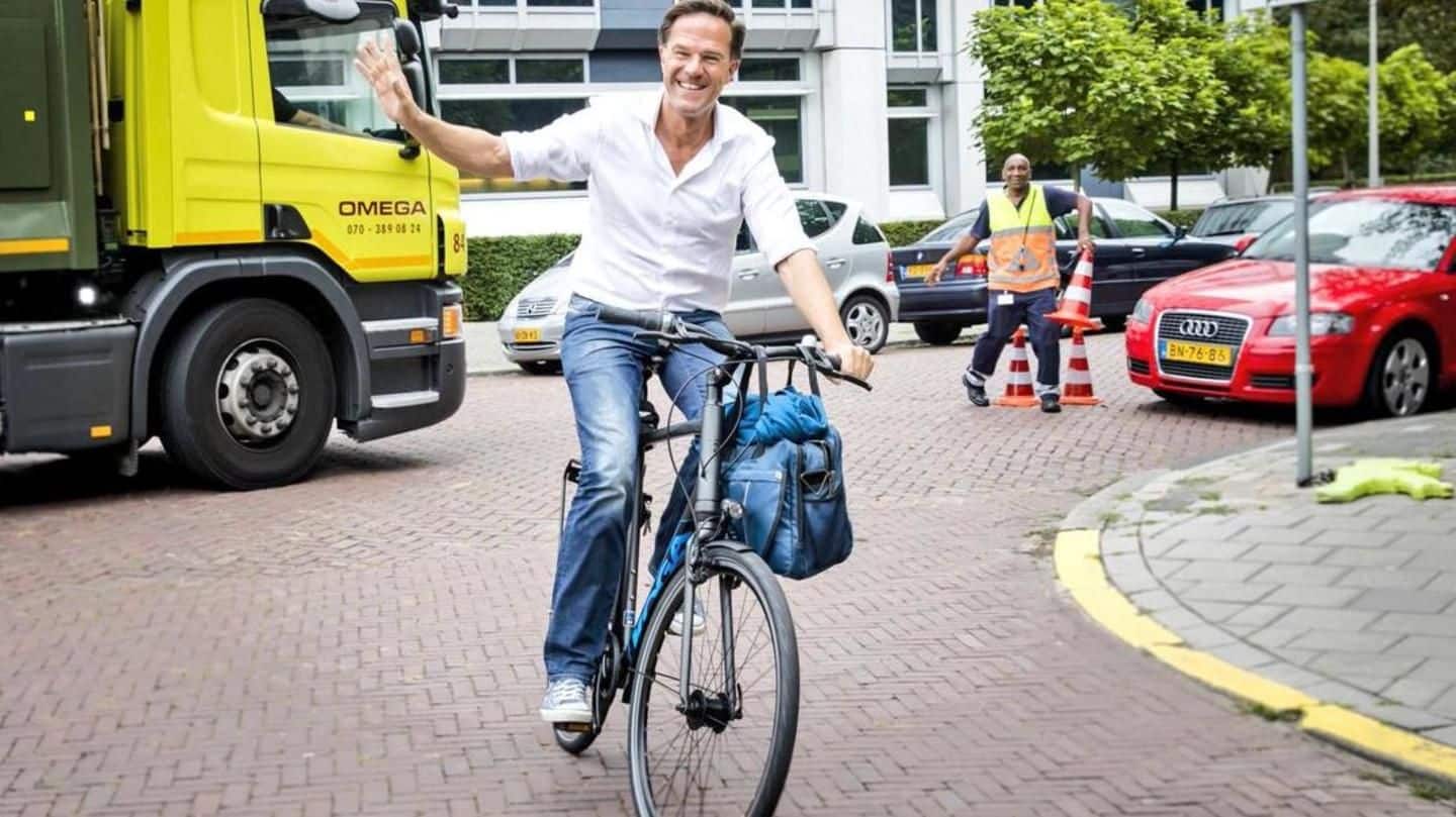 Dutch PM Mark Rutte cycles to work, wins hearts, again
