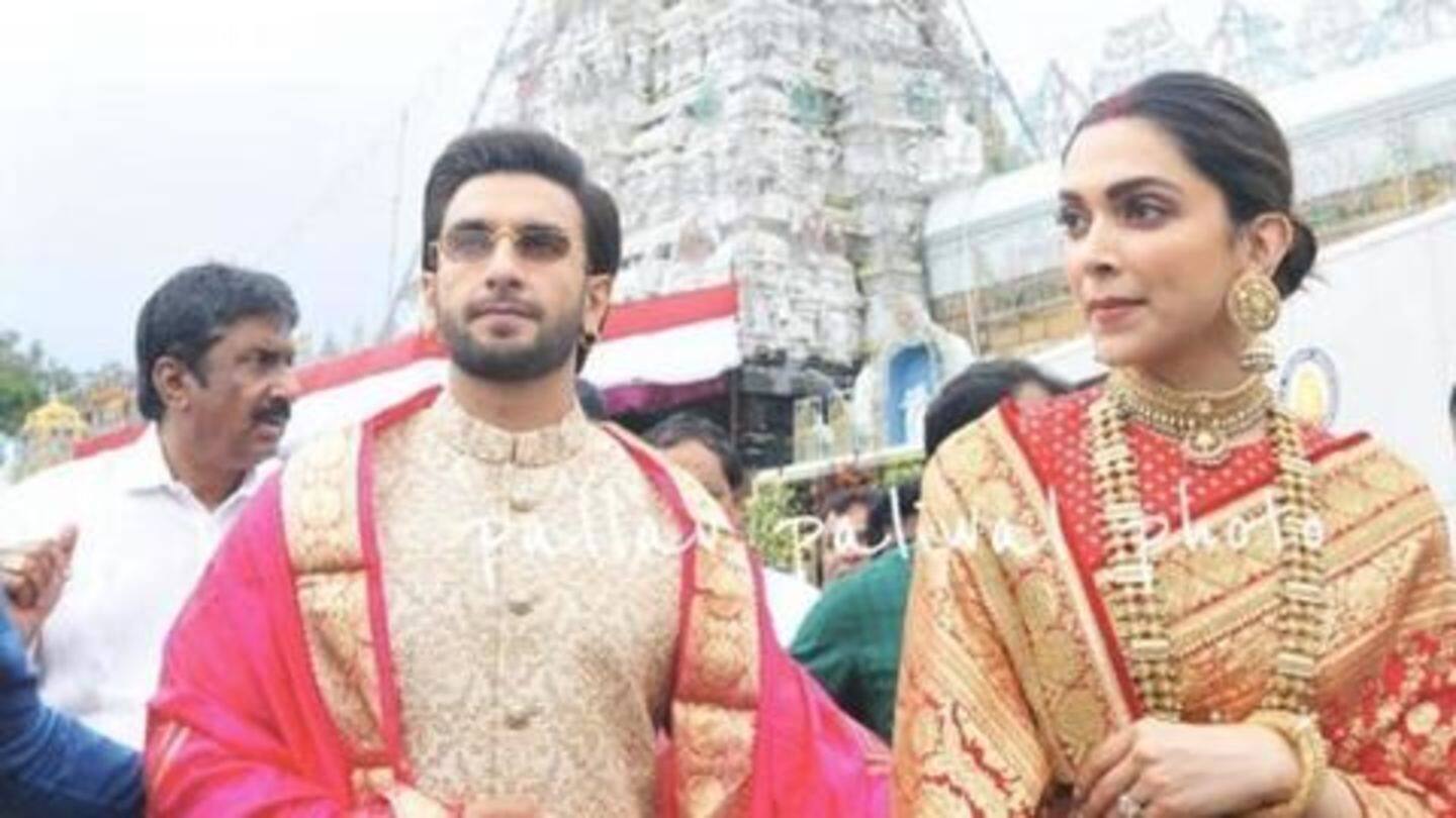 To complement Deepika, Ranveer chose a red shawl To complement Deepika, Ranveer chose a red shawl