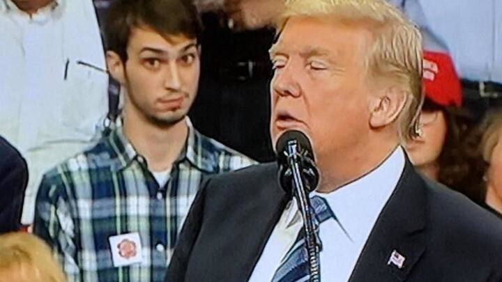 Guy, whose expressions in Trump-rally went viral, removed from seat