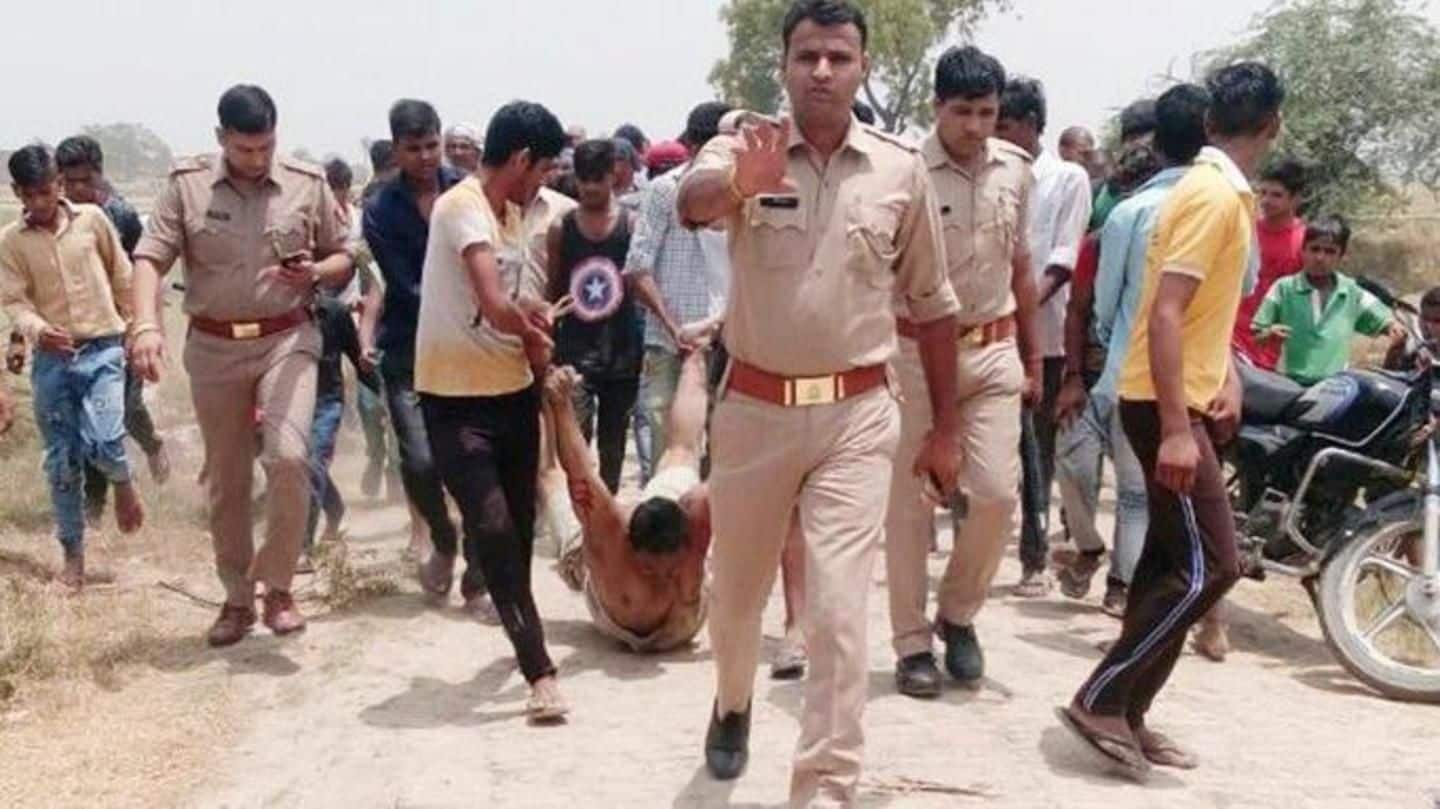 UP: Viral-picture shows lynching-victims dragged in cops' presence, police apologize